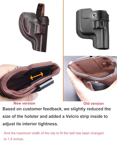 OWB Leather Revolver Holster Fits .38 Special & J Frame Revolvers for Taurus 327/605/856/905 fits S&W 360PD/442/637/640/642 and SP101. Available in 2"/2.25", 2.5"/3" Barrel Options Outside The Belt
