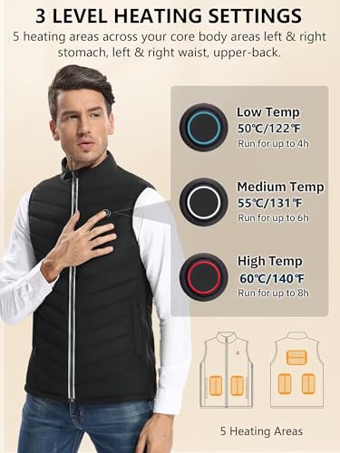 Heated Vest for Men Women with 10000mAh Power Bank,Lightweight USB Rechargeable Electric Heating Jacket Coat.Large/X-Large3