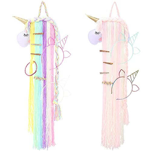2pcs Hair Organizer - DIY Hair Accessory Organizer for Girls Hair Clips, Hairbow Headband Storage, Pink Unicorn