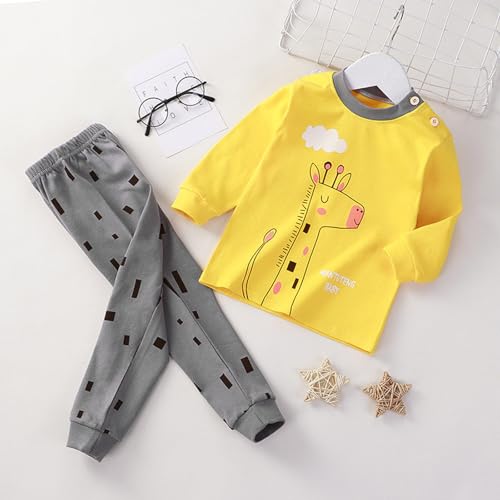 Toddler Kids Boys Girls Long Sleeve Animals Prints Pa𝗷amas Set Giraffe Tops Pants Loun𝗴e Outfit Soft Slee𝗽 N𝐢ghtwear3