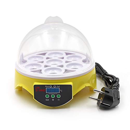 Couveuse Oeufs,Incubateur Oeuf Automatique pour 7 œufs, ContrôLe NuméRique Intelligent TempéRature, Incubateur pour Poulets Canards œUfs Caille (Ue)