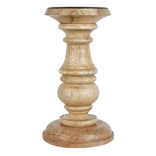 Ashland Wood Carved Pillar Candle Holder