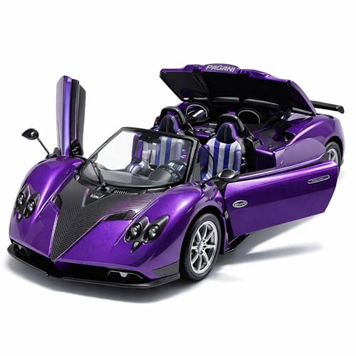 Image of Pagani Zonda Roadster 1:24 Scale Die-Cast Car Model Purple - Open-Top Butterfly Doors Pull-Back Alloy Italian Handcrafted Hypercar Collectible Toy