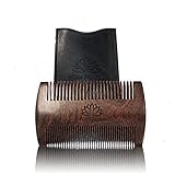Beard Comb for Men, Wooden Natural Sandalwood, Fine Dual Action Teeth Beard Comb, Handmade Premium...
