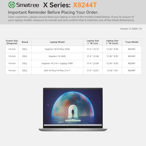 Image of Smatree Hard EVA Protective Sleeve Compatible for 14 inch DELL 14 Plus /14 Plus 2-in-1, for DELL Inspiron 14 5430 /5440 /7440, for Inspiron 14 Plus 7430 /7440,for Inspiron 14 7445 2-in-1, Green (X8244TG)