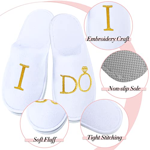 7 Pairs Bride I Do Slippers for Wedding Party - Personalized White Slippers for Bride & Bridesmaid Proposal Box Tribe Gifts3