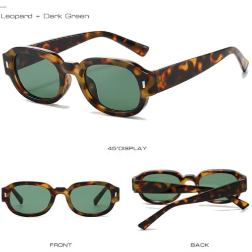 Lunettes de soleil rétro de forme ovale avec rivets de finition soignée - 6