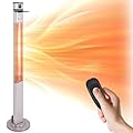 SereneLife Infrared Patio Heater, 1500W Electric Standing with Remote Control, IP44 Approved, Odorless, Three Power Settings, Indoor/Outdoor for Restaurant, Backyard, Garage, Decks