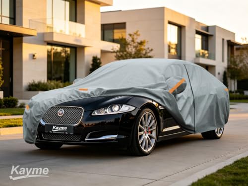 Image of Kayme Heavy Duty Car Cover Custom Fit Jaguar XF(2007-2025), Waterproof All Weather for Automobiles, Full Exterior Covers Sun Rain UV Protection.