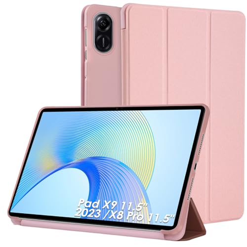 Bighan Case Compatible with Honor Pad X9 11.5" 2023 /X8 Pro 11.5" 2023, Slim Smart Folio Trifold Stand with Auto/Sleep Tablet Case-Rosegold