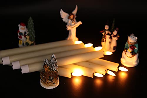 Image of Flameless Taper Candles Battery Operated Flickering Flame, Real Wax LED Flameless Candlesticks with Remote Timer, 8PCS Ivory Long Candles for Home Decor(9.64 x 0.78 Inch)