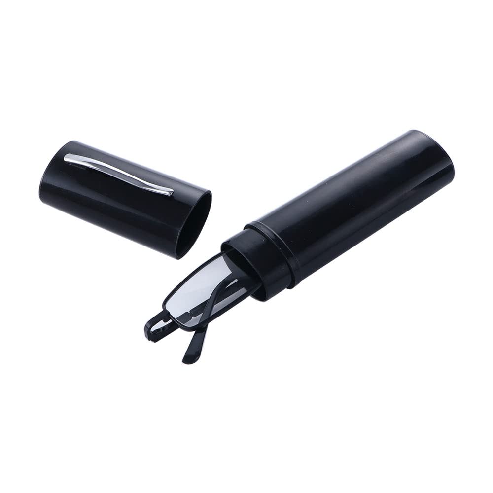 Mini Slim Reading Glasses, Ultralight Portable Pocket Readers with Pen Clip Case Women Men Lightweight Frame Readers Hyperopia Glasses(+400,black)