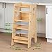 OCODILE Toddler Standing Tower - Adjustable Height Toddler Kitchen Stool Helper - Ideal Kids Kitchen Step Stool for Learning New Skills - Extra Secure with Safety Feet - Varnished