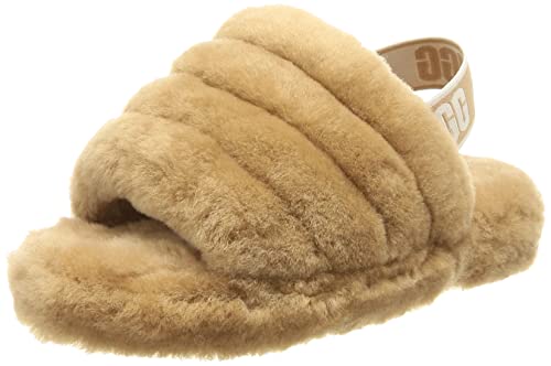 UGG Unisex barn Fluff Yeah Slide tofflor, Kastanj, 31 EU