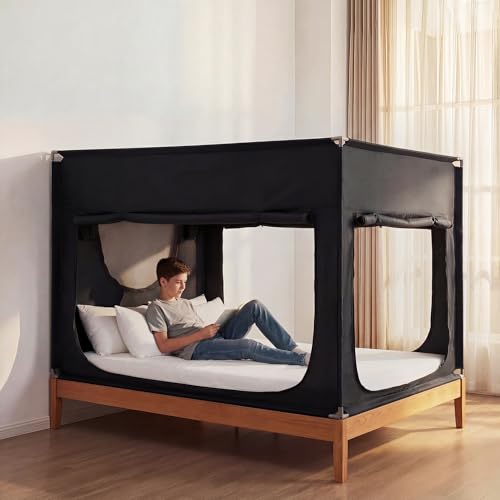 ANC POP Portable Bed Tent, Blackout Privacy Canopy with 3 Doors & Breathable Mesh, Large Space for Adults, Indoor Sleeping Shelter for Dorms/Shared Rooms by ANC POP - Used condition - US$85.08