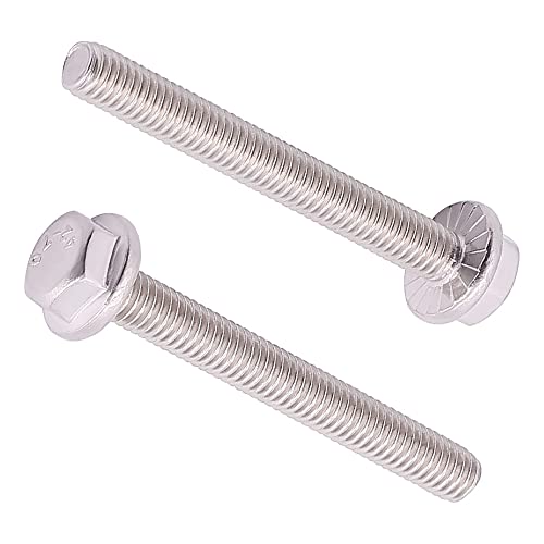 Image of 5 /16-18 x 2 inch (10 pcs) Flanged Hex Bolt Screws, ASME Standard Flanged Hex Head Bolts, 304 Stainless Steel 18-8, Full Thread, Coarse Thread UNC