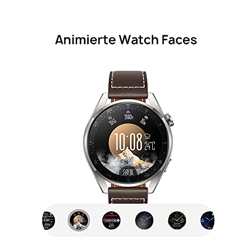 HUAWEI WATCH 3 Pro - 4G Smartwatch, 1.43'' AMOLED Display, eSIM Telefonie, 5 Tage Akkulaufzeit, 24/7 SpO2 & Herzfrequenzmessung, GPS, 5ATM, 30 Monate Garantie, braunes Lederarmband - Image 7