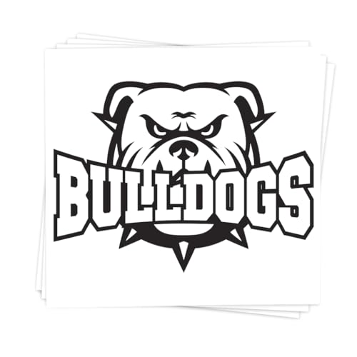 Bulldog Mascot Temporary Tattoos – 25-Pack Pre-Cut Skin-Safe Tattoos – School Spirit Party Favors, Sports Events, and Classroom Prizes – FDA Compliant