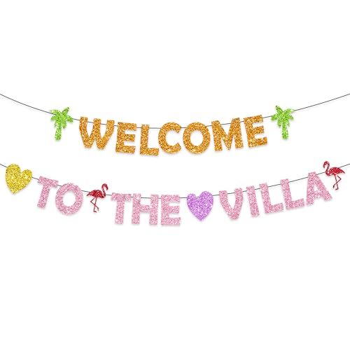 IRCOR Welcome to the Villa Banner Love Island Decorations Love Island Themed Party Decorations (B)