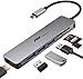 Produktbild USB C Hub Multiport Adapter - 7 in 1 Tragbarer Space Aluminium Dongle mit 4K HDMI Ausgang, 3 USB 3.0 Ports, SD/Micro SD Kartenleser Kompatibel für MacBook Pro, XPS Weitere Typ C Geräte