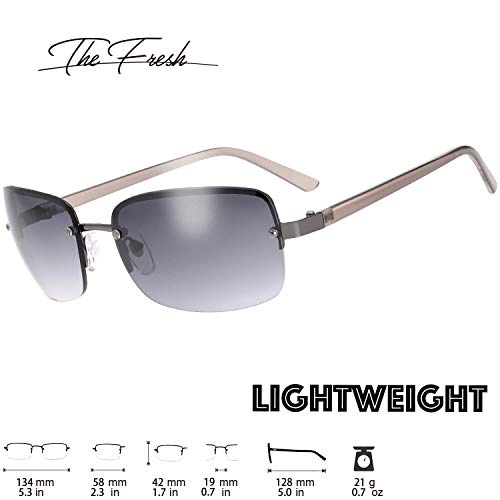 Image of Minimalist Semi-rimless Rectangular Sunglasses for Men Women - Exquisite Packaging