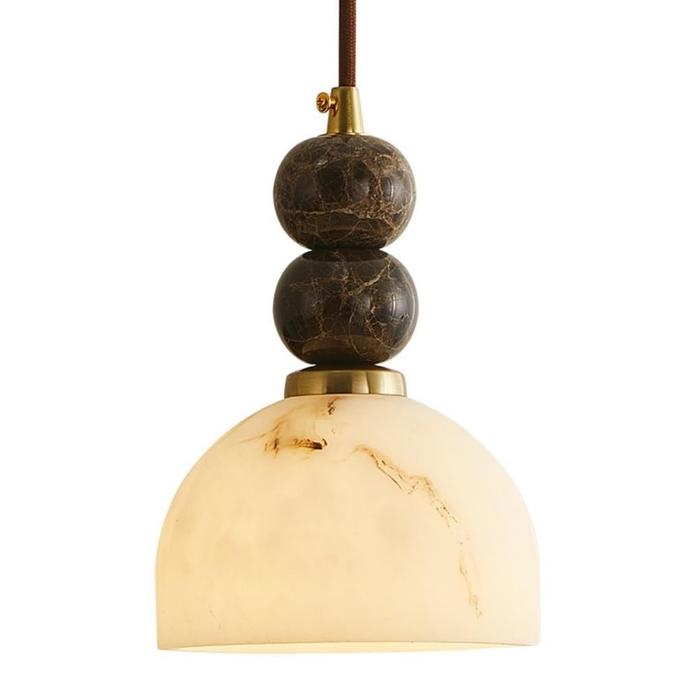 Lampada a Sospensiin Stile Nordico Alabastro, Decorazicon Sfere Di Marmo Sovrapposte, Base G9 Decorativa,A Cupola Piccolo con Cavo Regolabile per Comodino e Sala da Pranzo.