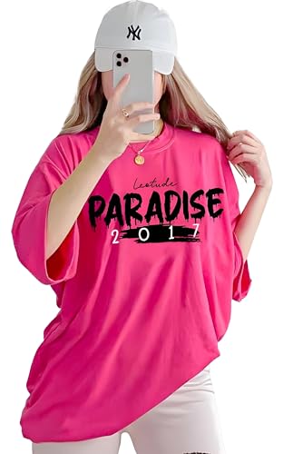 Image of LEOTUDE Oversized Cotton Blend Printed Women's T-Shirts Combo (Pack of 3)