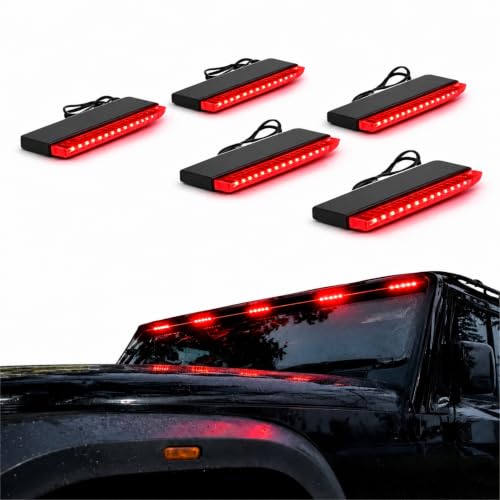 Image of UBH Roof Marker LED Lights For Cars, Trucks, Or Suv 4 X 4 Thar (UFO) (UFO Light 5 Red)