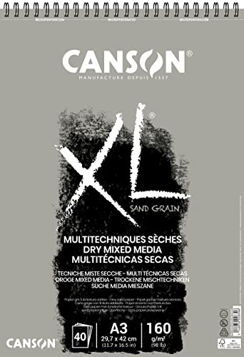 Canson XL Arenoso 160g Álbum Espiral A3 40 hojas de color Gris