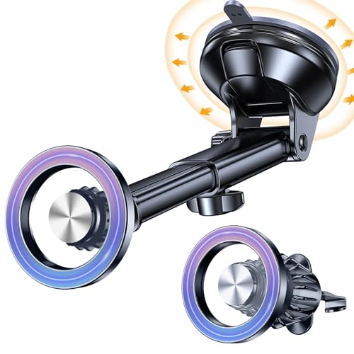 Coolpow for MagSafe Car Mount【Windshield+Vent+Dash】Magnetic Phone Holder for Car Phone Holder Mount Cell Phone Holders for Your Car Accessories Suction Cup Stand for Garmin GPS for iPhone 17 16 15 14