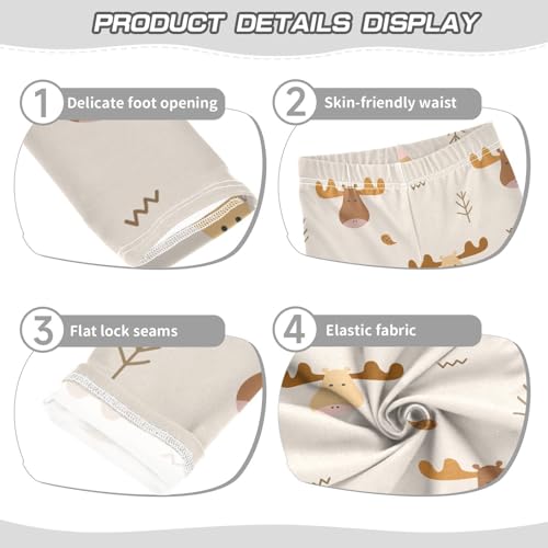 Cute Reindeer Girls Leggings,Workout Leggings for Girls Toddler Athletic Legging Size for 3-10T3