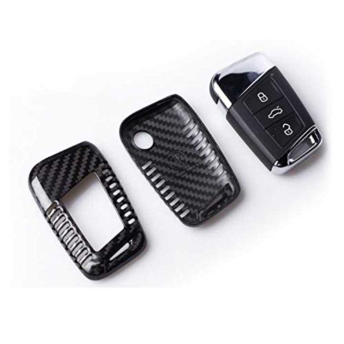 M.JVisun Genuine Carbon Fiber Key Fob Cover for Volkswagen Arteon Atlas Golf Alltrack Jetta Passat for Tiguan for Skoda Kodiaq Superb A7 Smart Car Remote Key, Car Key Fob Case for Men Women - Black