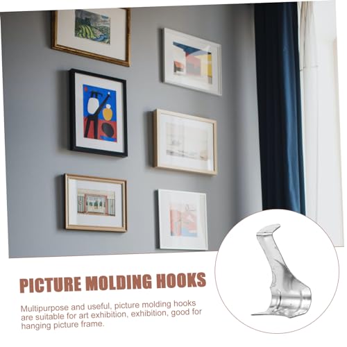 Image of 50pcs Heavy Duty Picture Molding Hooks Frame Hanging Hardware Easy Install for Art Exhibition