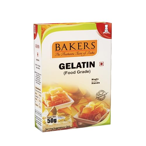 Image of BAKERS Gelatin Set of 3, Each 50 gram, (Food Grade) Unflavored | Non-Veg | Perfect for Jelly Making | Good for Desserts, Cakes & Puddings