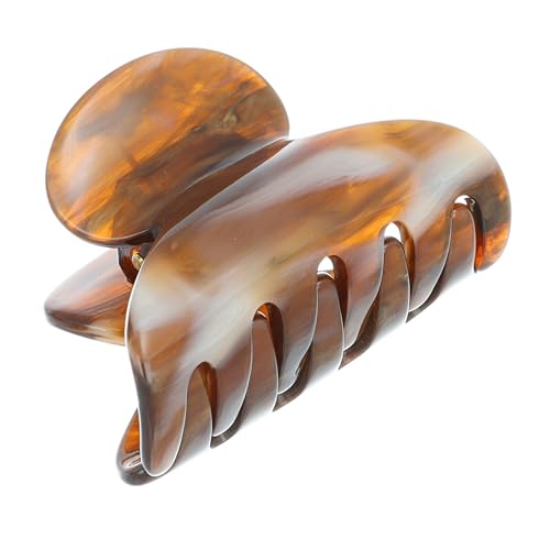 France Luxe French Hair Clip for Thin or Short Hair, Mini Couture Claw Clip for Women, Strong No Slip Hold, Gentle Grip, Lightweight, Caramel Horn Beige