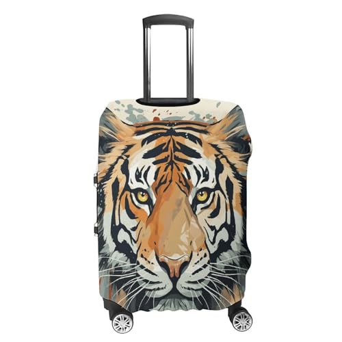 Hand Drawn Tiger Luggage Covers Tsa Approved Suitcase Cover Elastic Washable Luggage Sleeve Carry on Cover Protector Anti-Scratch Suitcase Protector Fits 19-30 Inch Case(L)4