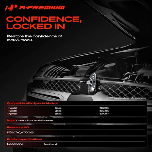 Image of A-Premium Hood Latch Lock Compatible with Hyundai Sonata 2015-2017, Front Hood Lock Engine Bonnet Latch Assembly
