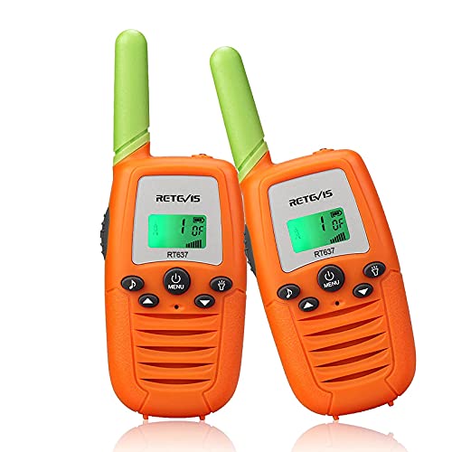 Retevis RT637 Walkie Talkie Kinder,Geschenke ab 6-12 Jahre Jungen Mädchen Spielzeug 16 Kanäle Tastatursperre Langer Reichweite für Weihnachten Familienfeiern,im Freien (Orange, 2er Pack)