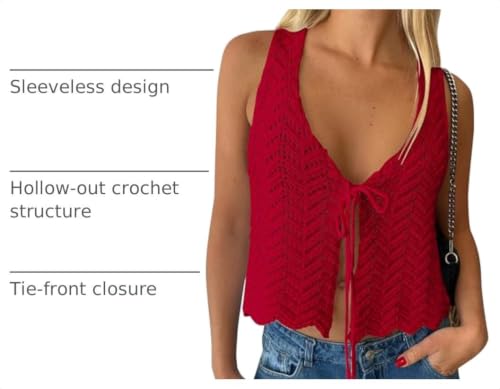 Image of LILLUSORY Crochet Tops for Women Summer Vacation Beach Outfits