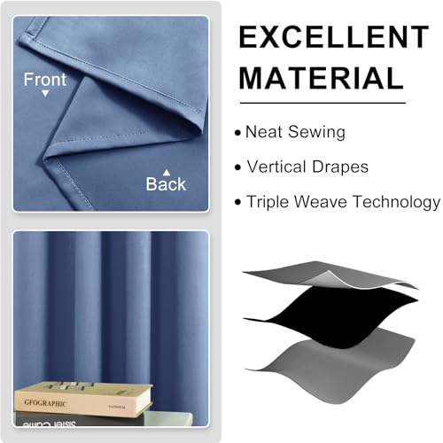 Image of DWCN Blackout Curtains for Bedroom Living Room W38 x L54 Inch Dusty Blue