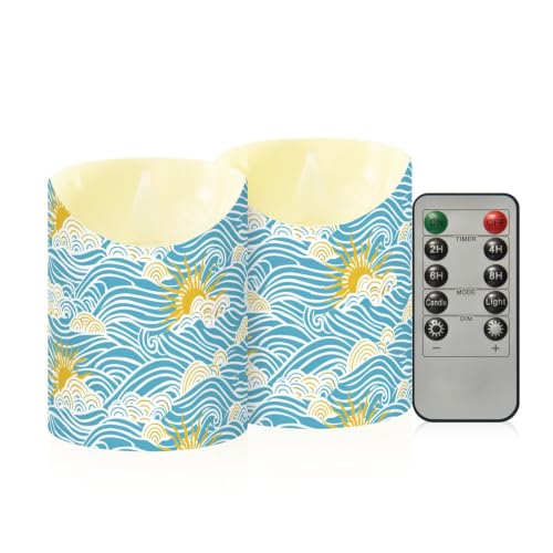 Velas con temporizador a pilas efecto olas del sol para decorar salones