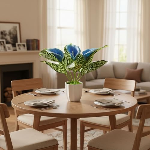 Image of fancymart Artificial Calla Lily Plant with Pot - 30 cm Height Decorative Flower Leaves (Pack of 1) | Realistic Faux Plant for Home & Office Decor | Table, Shelf & Desk Decoration
