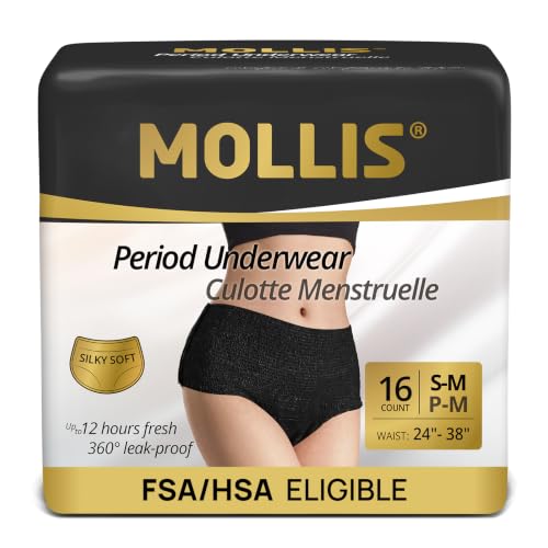 Image of MOLLIS Disposable Period Underwear, Postpartum Panties, S /M, Black, 16Ct