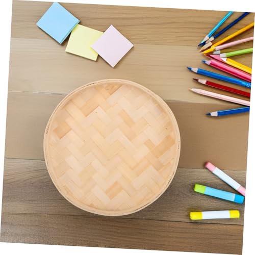 TOBBOMEY Unpainted Bamboo Tray Handmade Woven Round Wall Decor and Serving Sieve Multipurpose Rustic Bamboo Basket for Creative Home Decoration and Dessert Presentation - Image 2