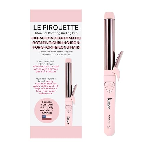 LANGE HAIR Le Pirouette 32MM Titanium Rotating Curling Iron Self-Rotating Curler | Curls and Waves for Beginners and Pros | Premium Titanium 1.25 Inch Barrel | Blush