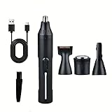Nasenhaartrimmer 4-in-1 Multifunktion | USB Wiederaufladbar Nasenhaarschneider 3 in 1 Set mit Augenbrauen-Trimmer, Bartschneider & Ohrhaar-Aufsatz | IPX7 Wasserdicht, Kompakt für Reise & Haushalt