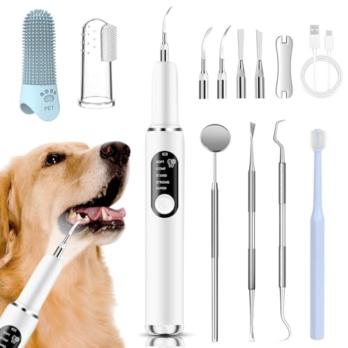 TOFFCAEA Pet Ultrasonic Dental Cleaner Plaque Remover for Teeth - White