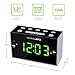 HANNLOMAX HX-122CR Alarm Clock Radio, PLL FM Radio, Dual Alarm, 1.2 inches Green LED Display, USB Port for 1A Charging, AC Power Operation only.
