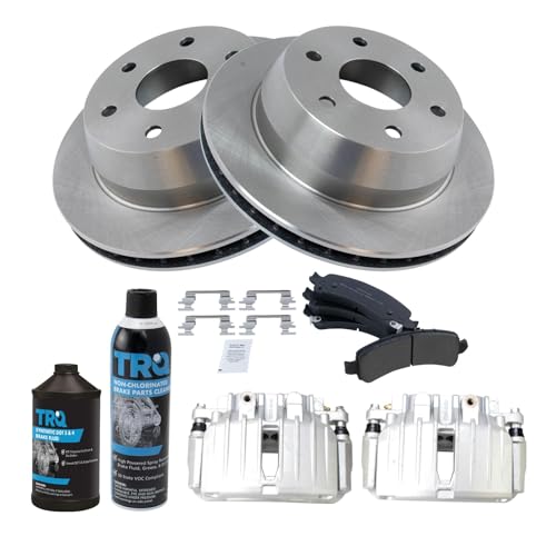 Image of TRQ Rear Brake Pad & Rotor Kit Compatible with 2002 Cadillac Chevrolet GMC