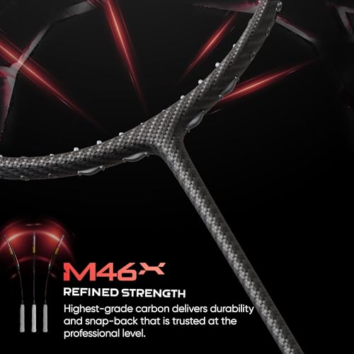 Image of Hundred Nitrix Pro Badminton Racket | Carbon Fibre Frame | Lightweight | Max Tension 32 lbs | Flexible Shaft | Balanced Head-Heavy Design | All-Round & Attack Play | Full Cover Included